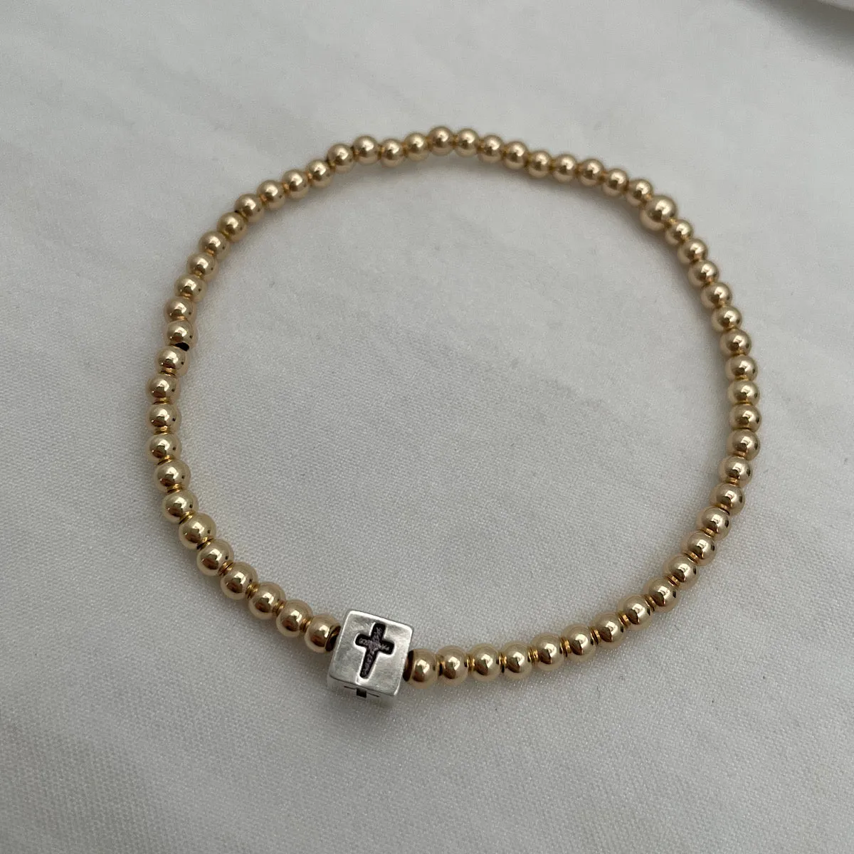 Have Faith Floating Charm Bead Bracelet Gold Fill