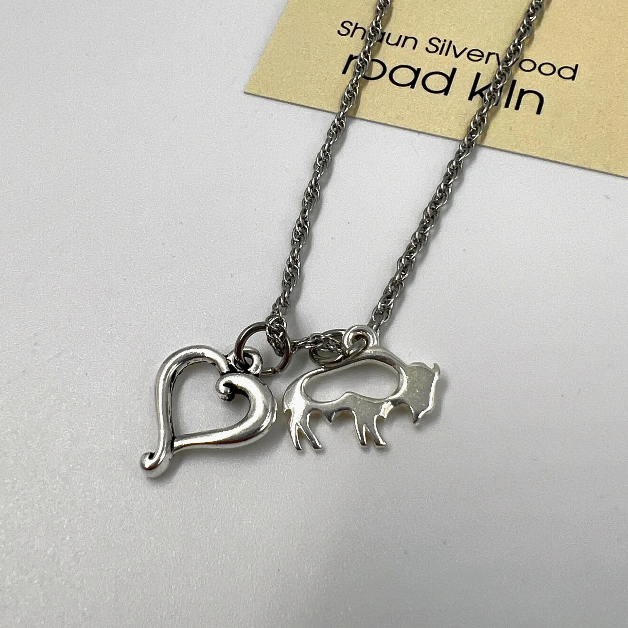 Heart & Bison 2 Charm Necklace