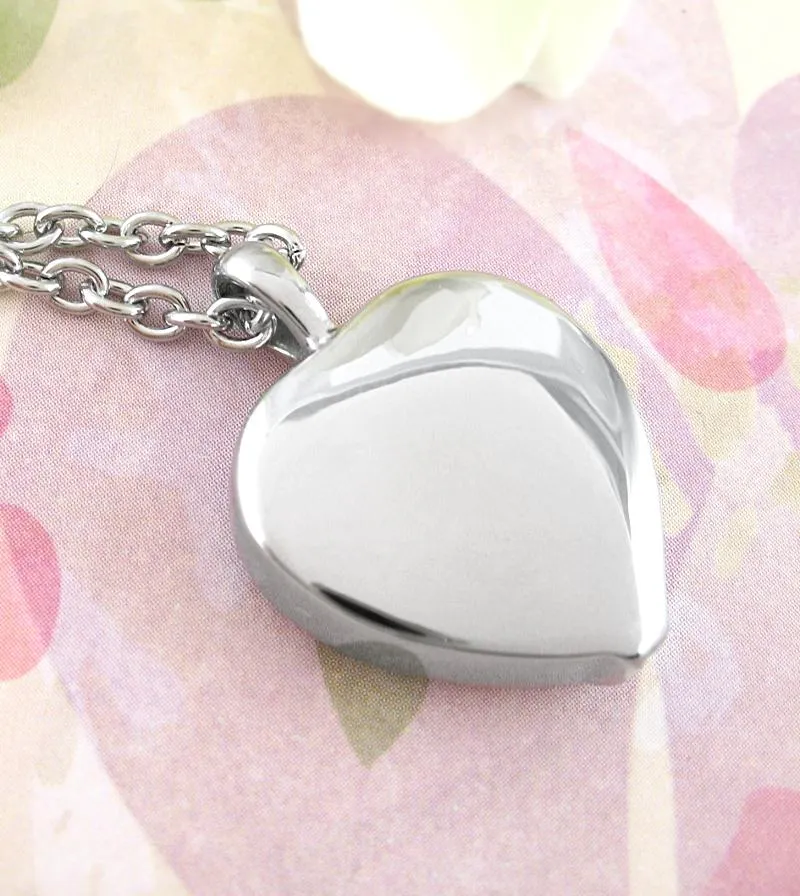 Heart-Shaped Angel Wing Urn Necklace - Stainless Steel