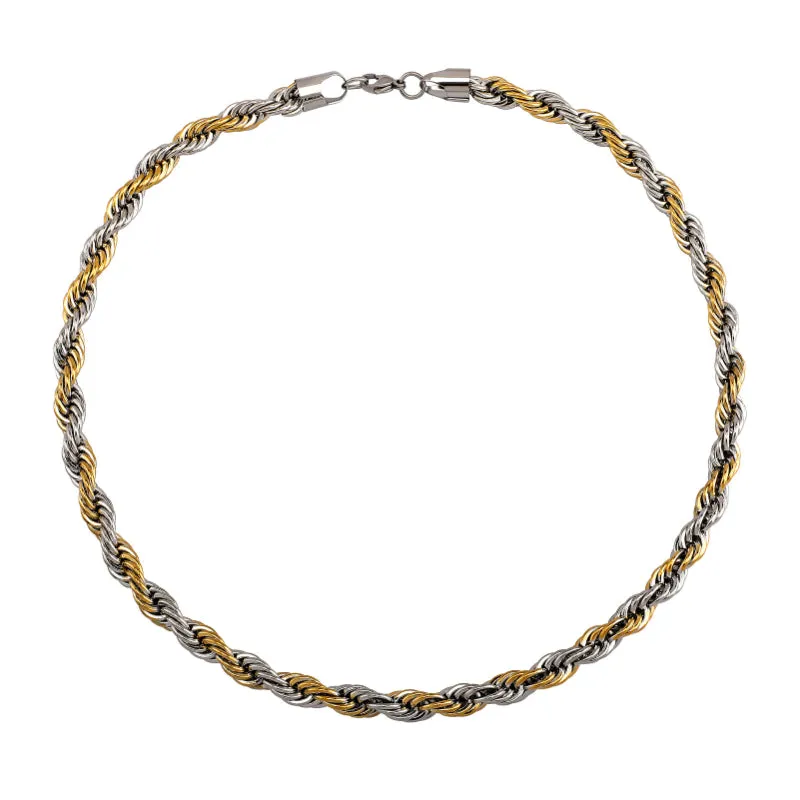 Hip Hop 4mm-6mm Gold Twist Chain