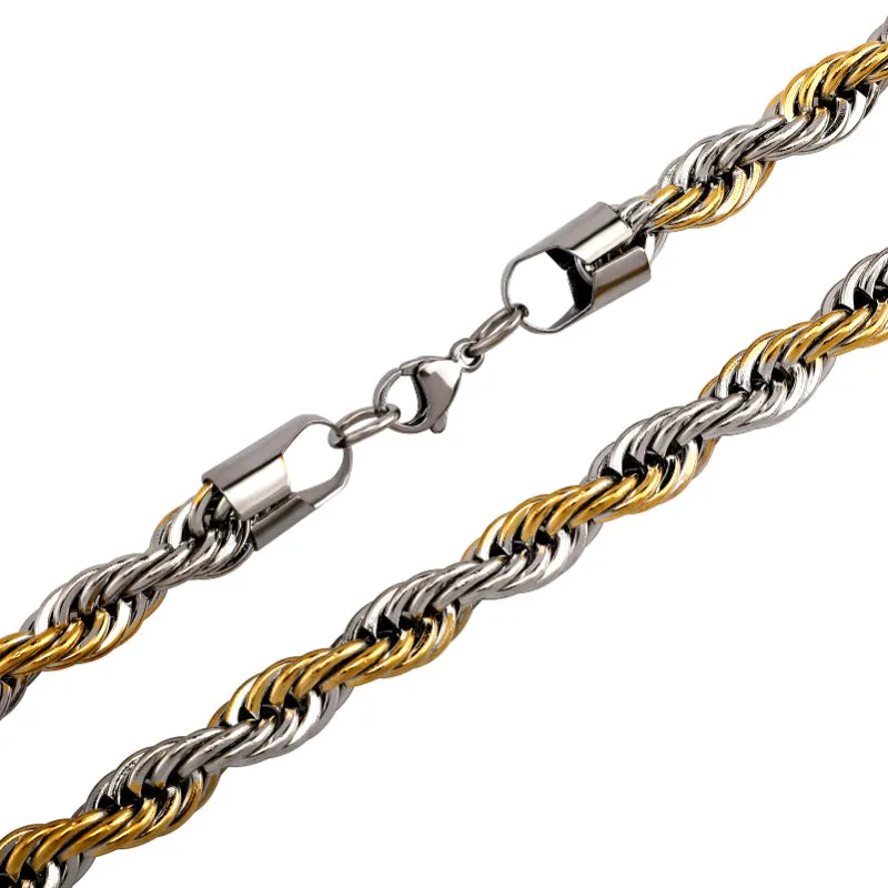 Hip Hop 4mm-6mm Gold Twist Chain