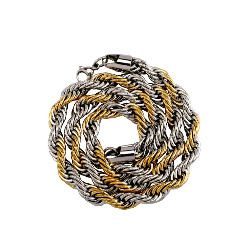 Hip Hop 4mm-6mm Gold Twist Chain