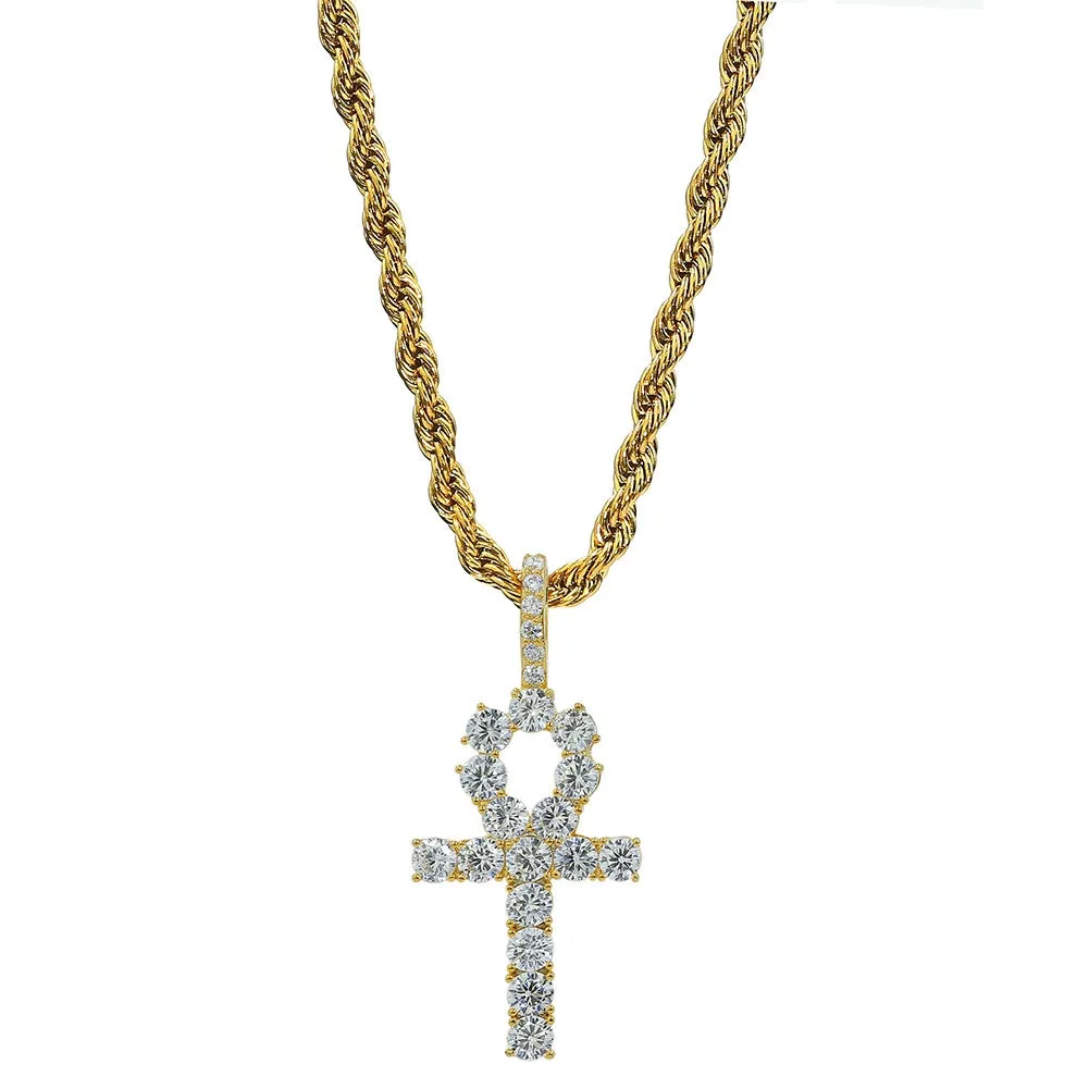 Iced Cross heart pendant