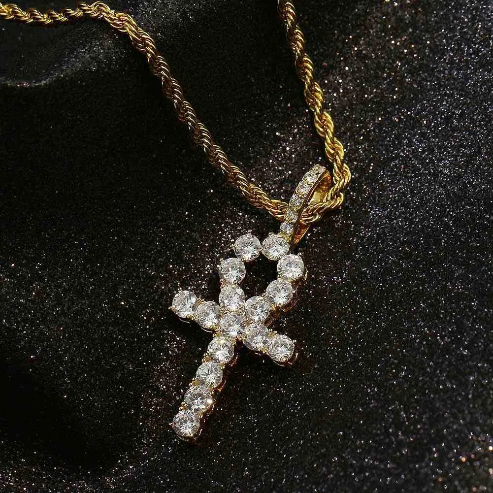 Iced Cross heart pendant