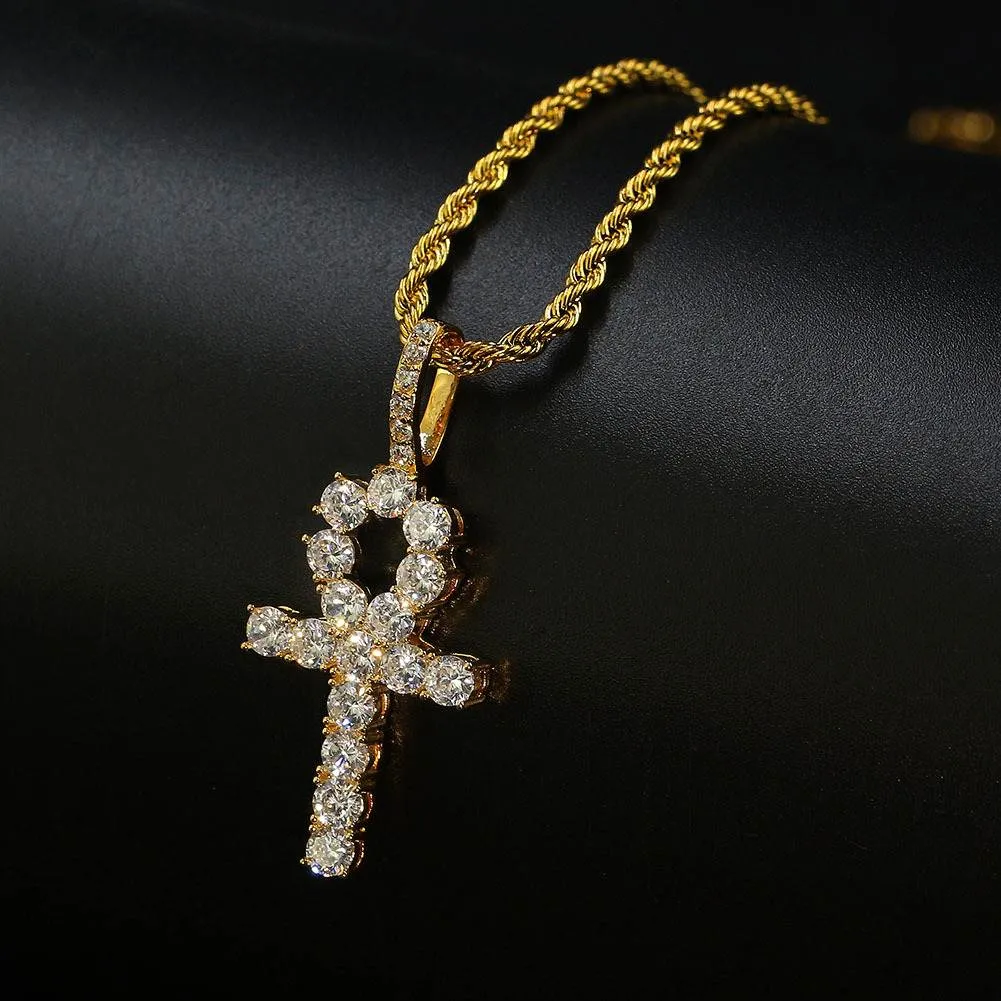 Iced Cross heart pendant