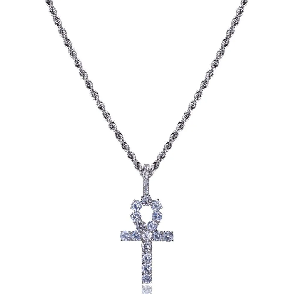 Iced Cross heart pendant