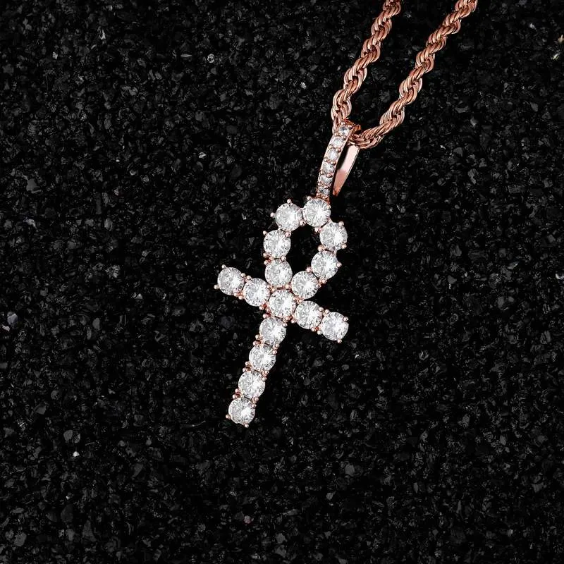 Iced Cross heart pendant