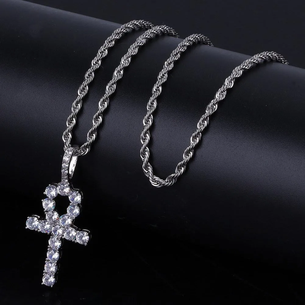 Iced Cross heart pendant