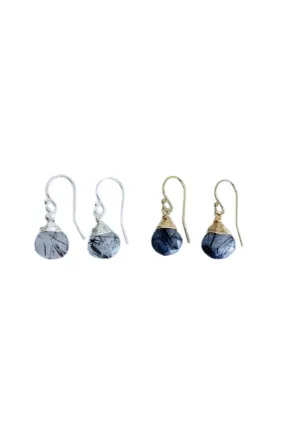 Jill Short Drop Earrings in Black Rutilated Quartz