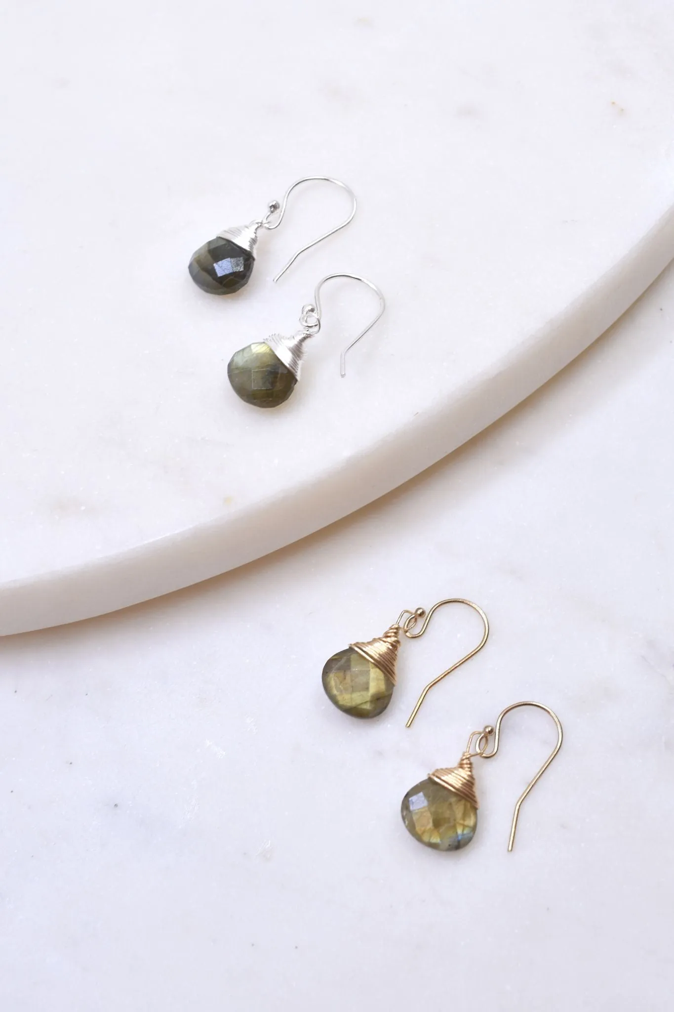 Jill Short Drop Earrings in Labradorite