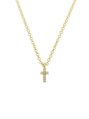 Kid Mini Diamond Cross Necklace 14K