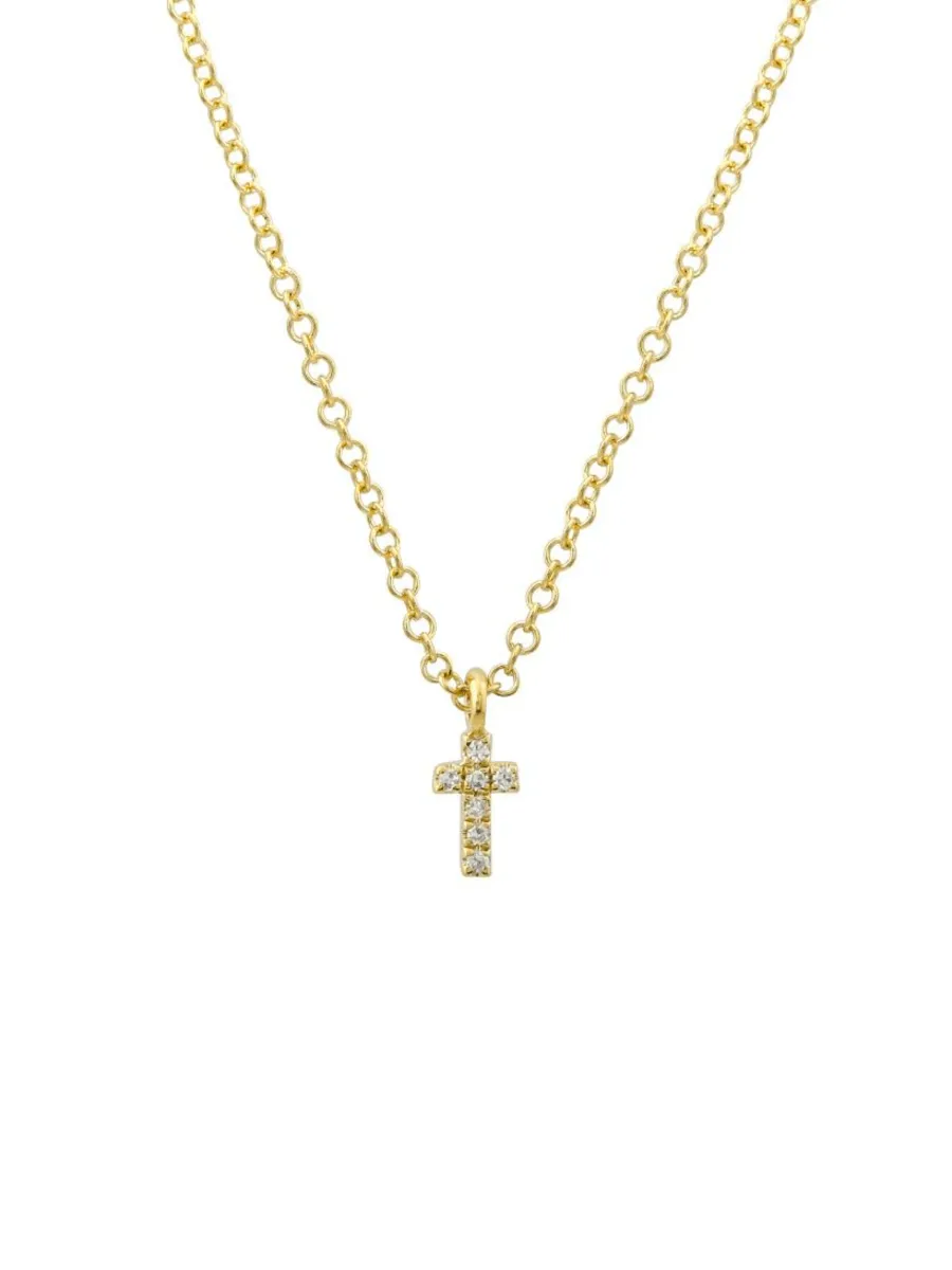 Kid Mini Diamond Cross Necklace 14K