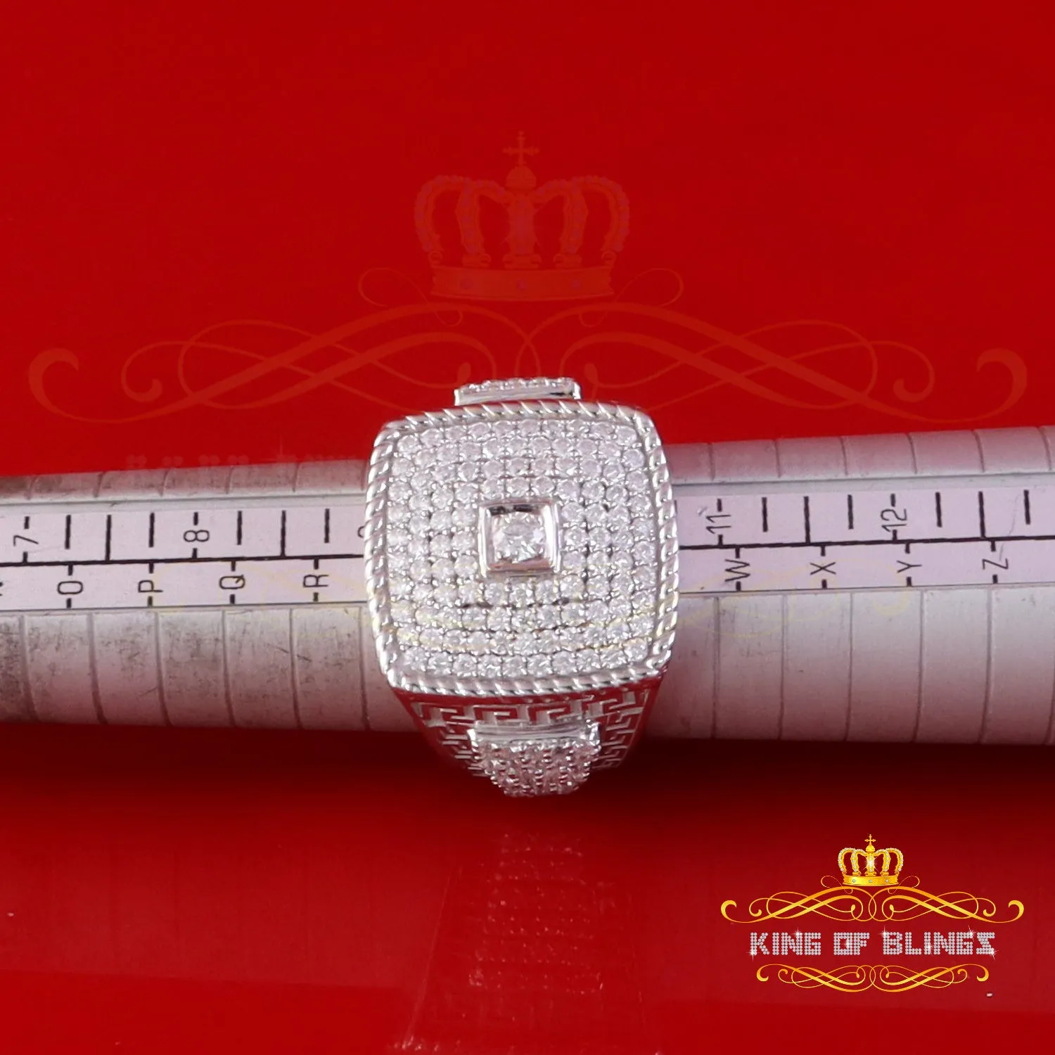 King of Bling's Men's/Womens 925 Silver White 3.00ct VVS 'D' Square Moissanite Rings Size 10