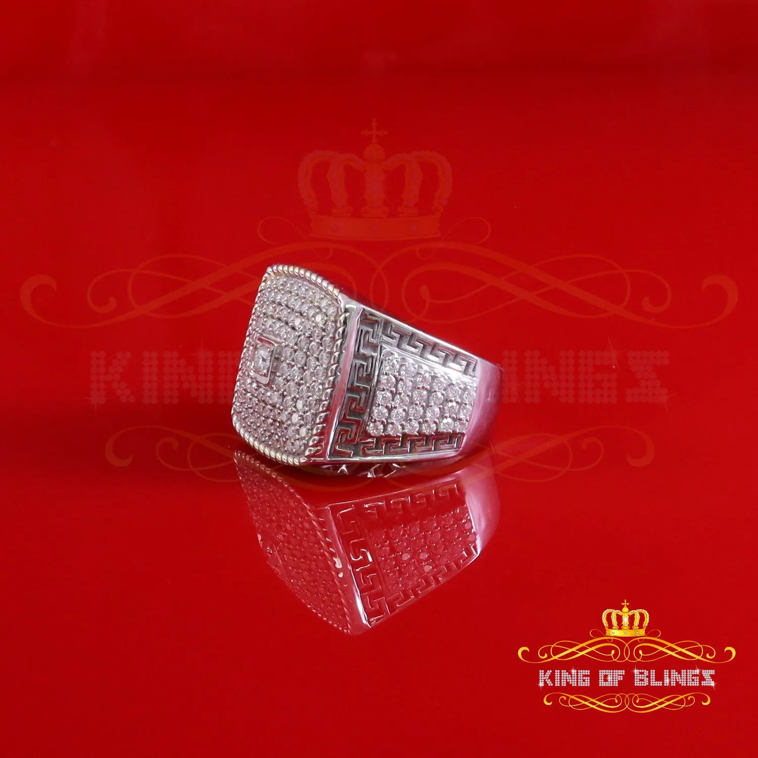 King of Bling's Men's/Womens 925 Silver White 3.00ct VVS 'D' Square Moissanite Rings Size 10