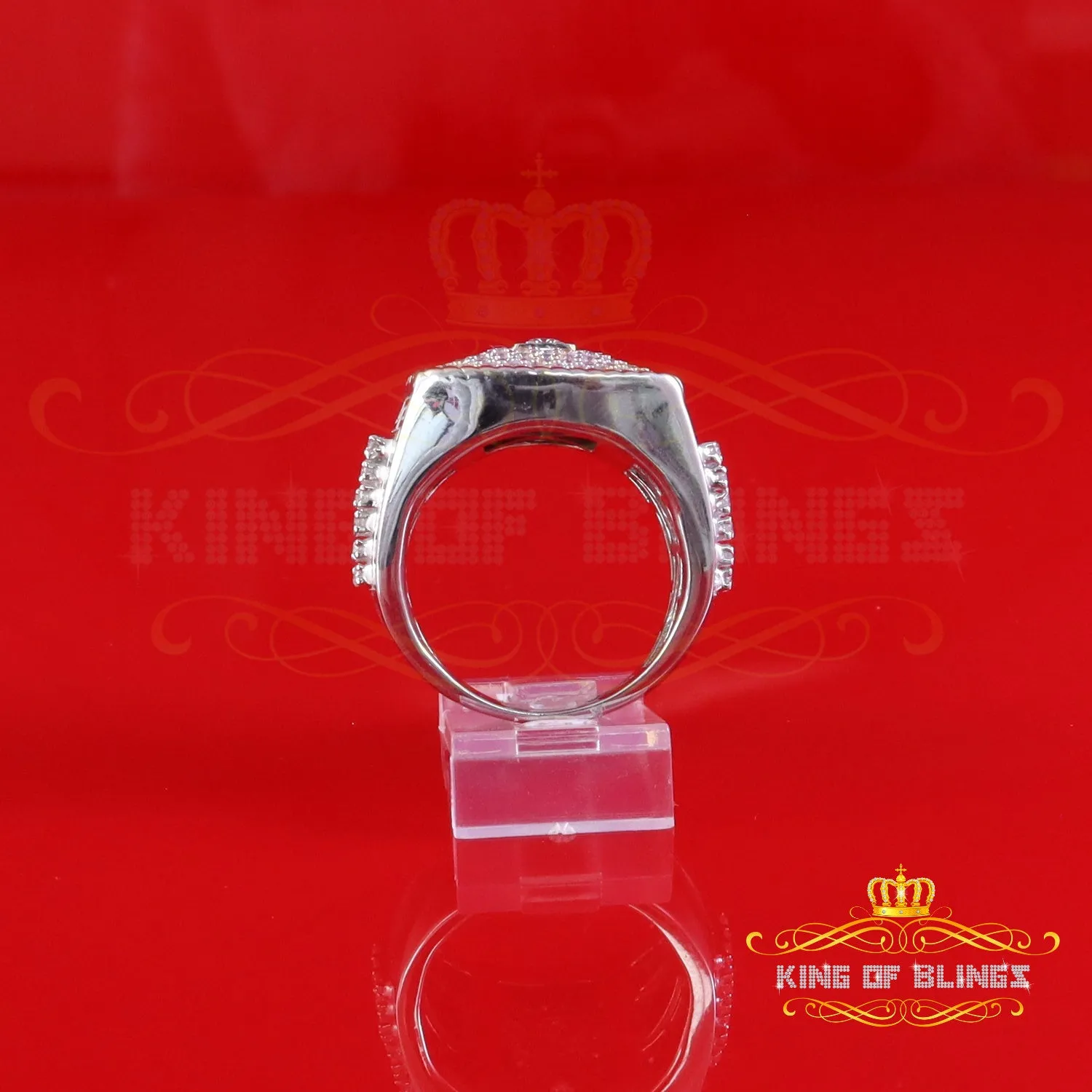 King of Bling's Men's/Womens 925 Silver White 3.00ct VVS 'D' Square Moissanite Rings Size 10