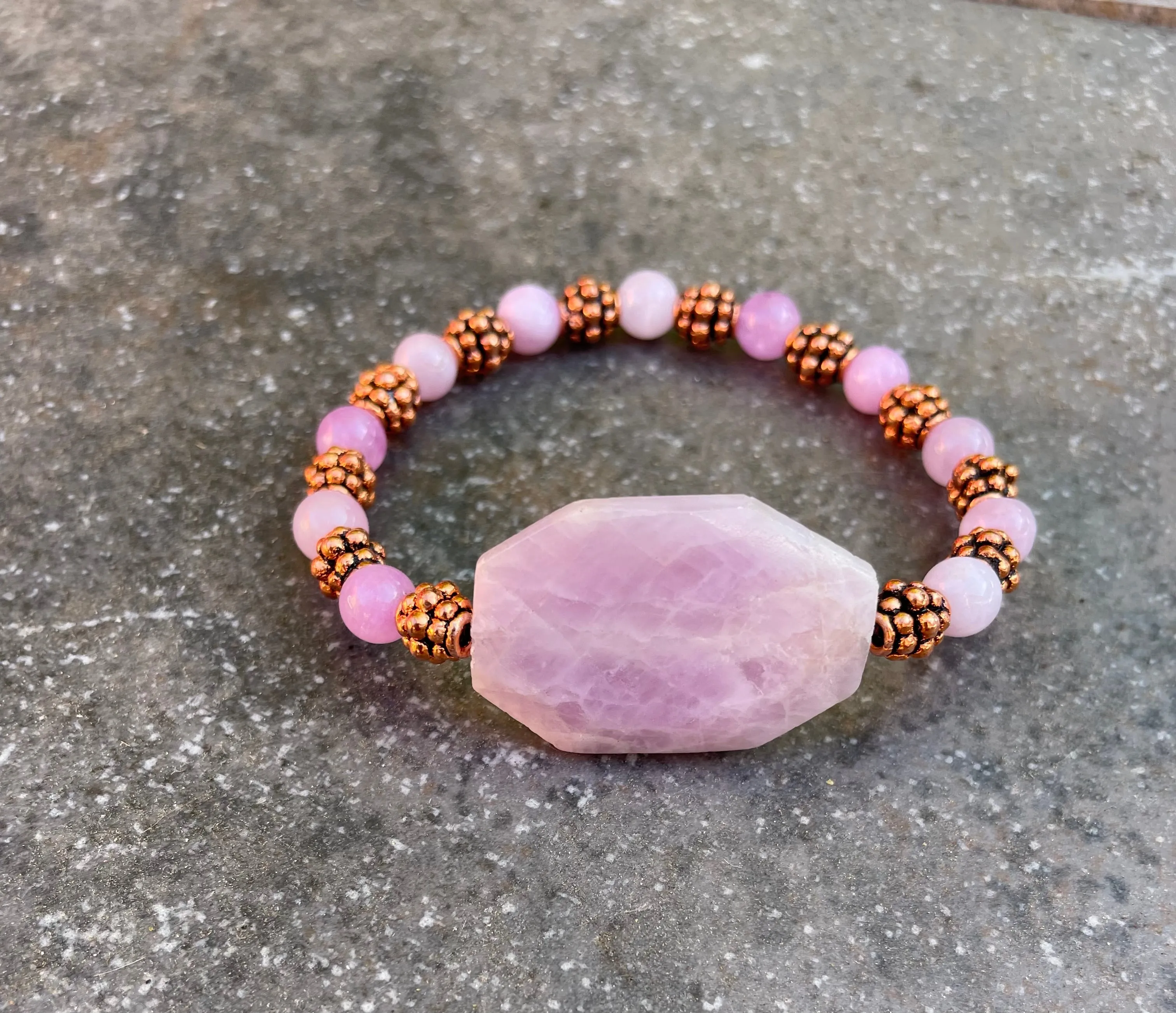 Kunzite and Copper Bracelet