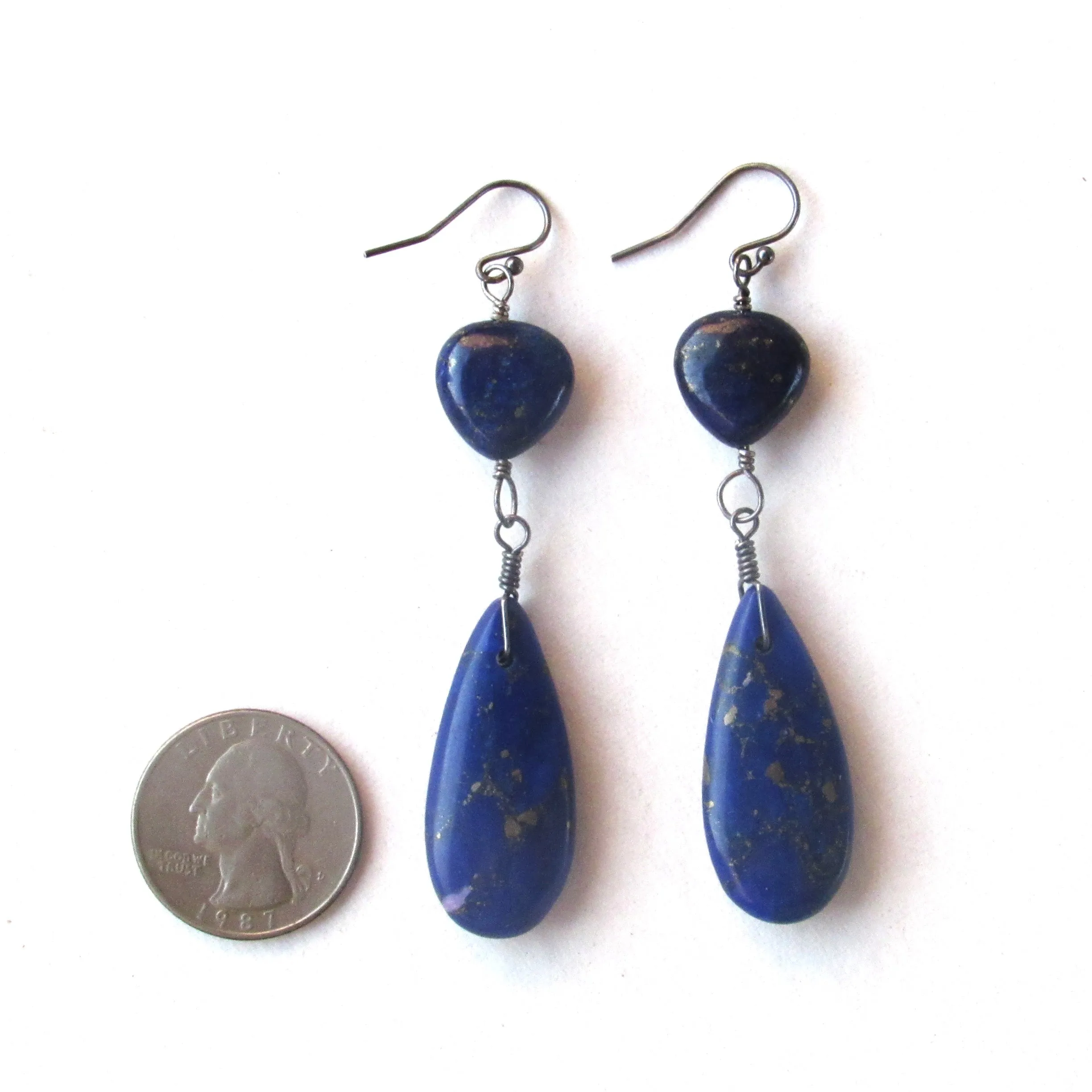 Lapis Lazuli gemstone Long Drop Earrings