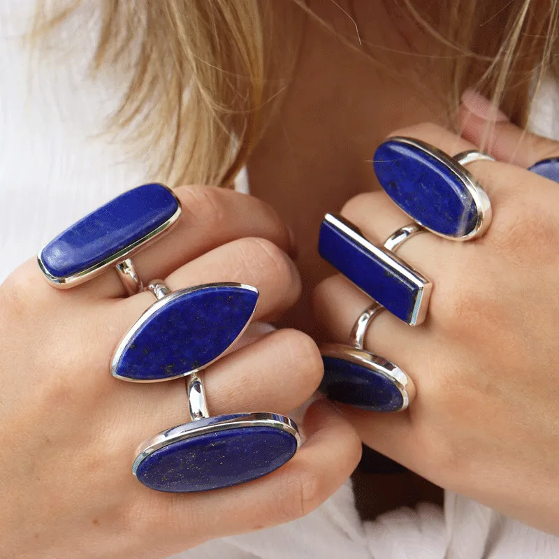 Lapis Lazuli Statement Bohemian Ring