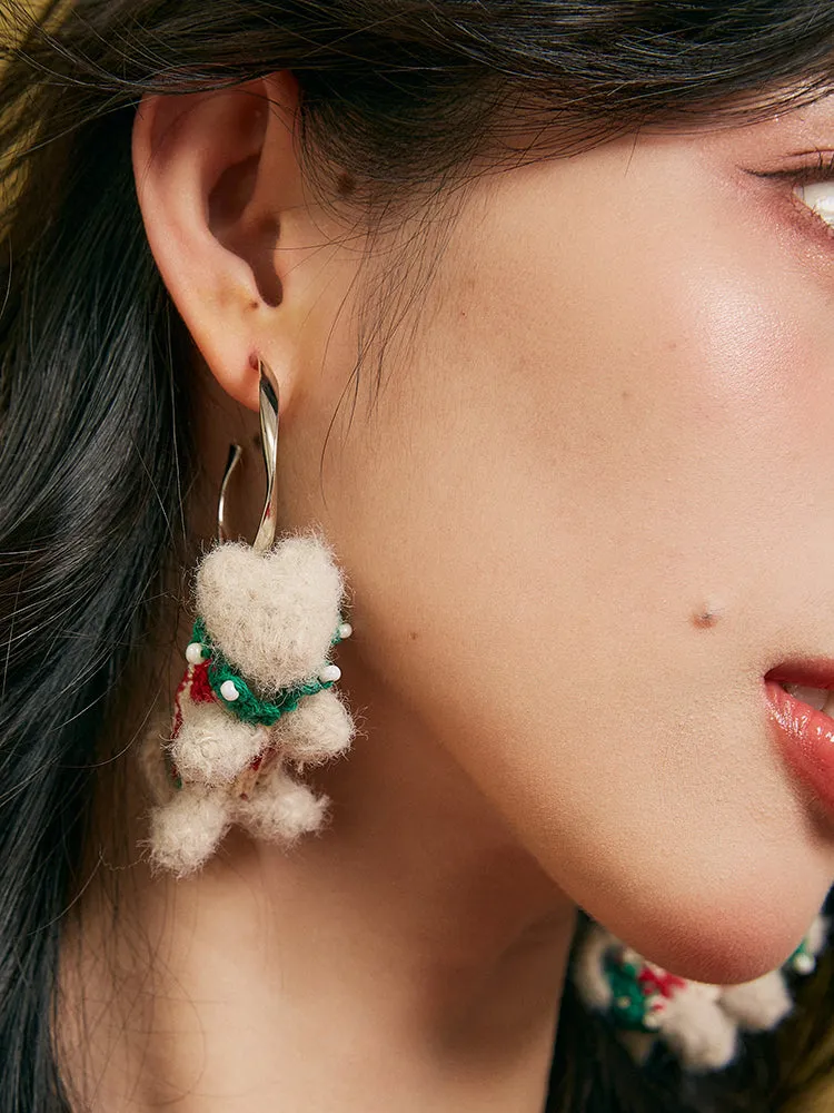 LB Hand Crochet Companion Cat Cute Earrings Christmas LOJL88