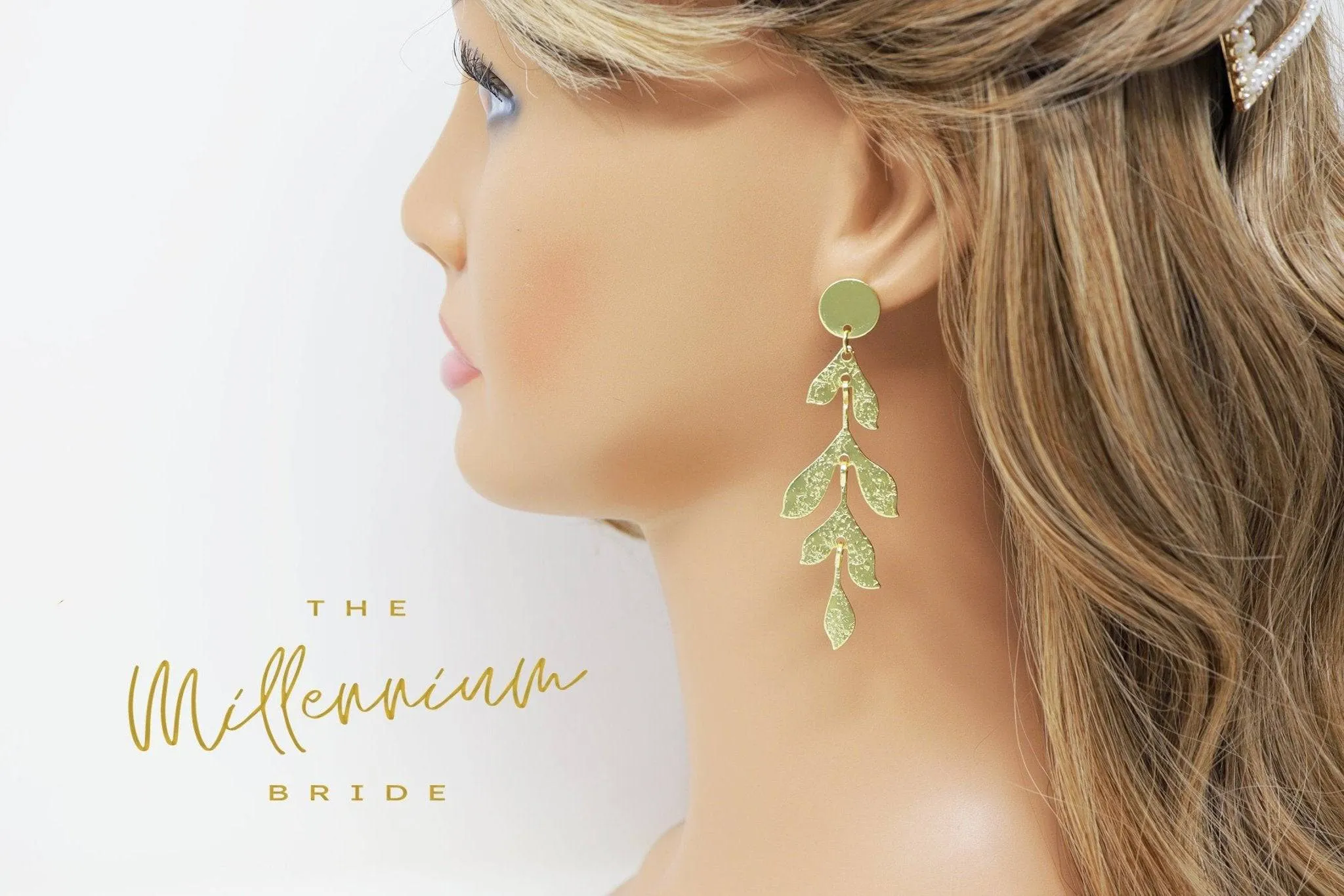 Leaves Drop Earrings, Bridal Jewelry, Bridal Long Earrings, Statement Earrings