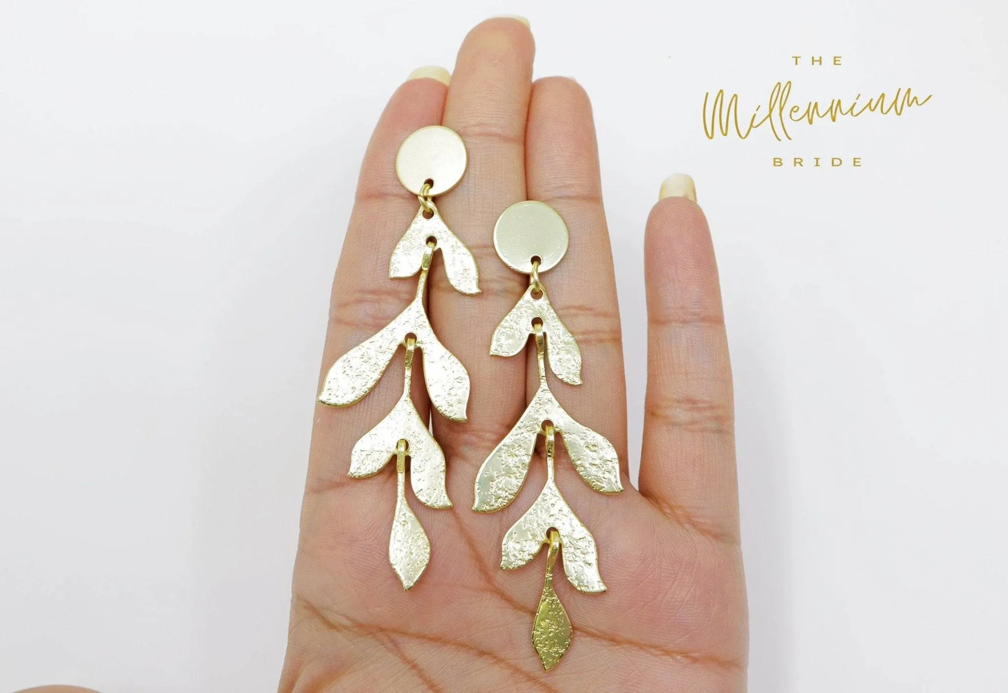 Leaves Drop Earrings, Bridal Jewelry, Bridal Long Earrings, Statement Earrings