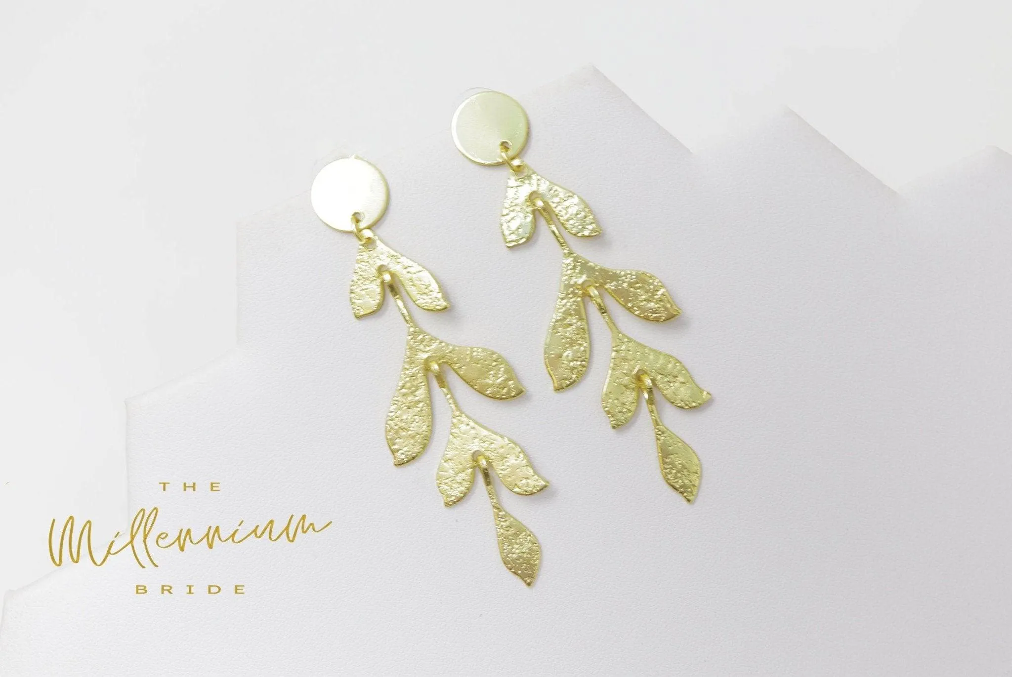 Leaves Drop Earrings, Bridal Jewelry, Bridal Long Earrings, Statement Earrings