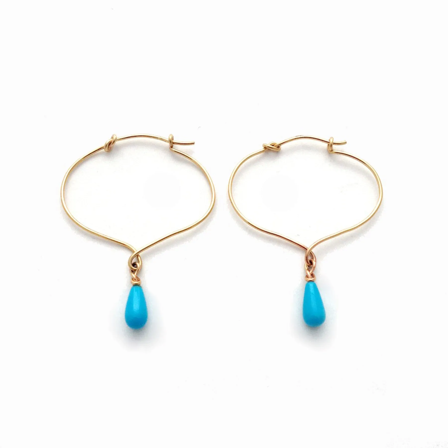 Lotus Knot Hoop with Sleeping Beauty Turquoise Drop Earrings