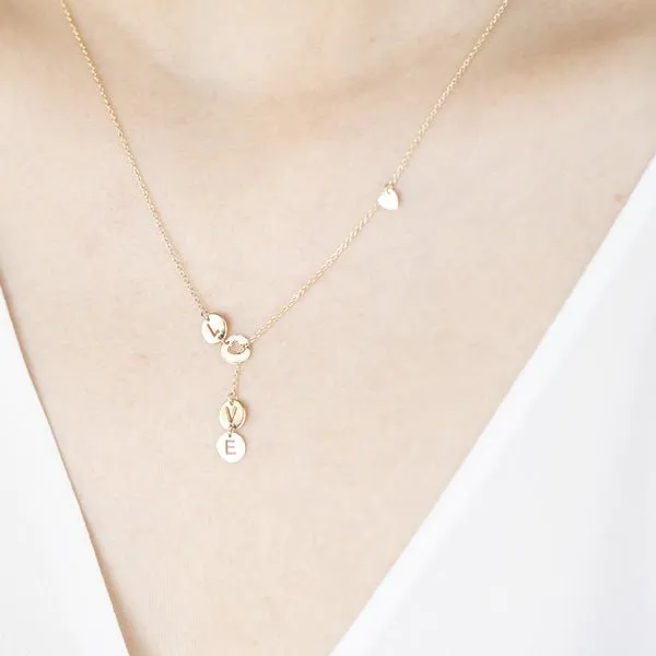 Love Lariat Necklace in Solid 10k Yellow Gold