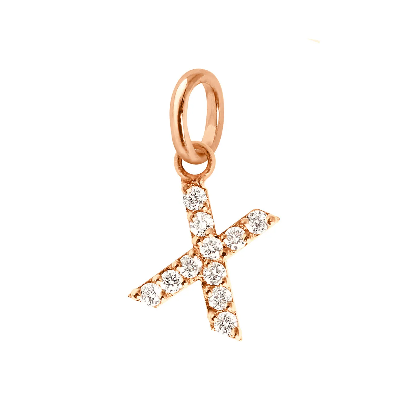 Lucky Letter X Diamond Pendant, Rose Gold