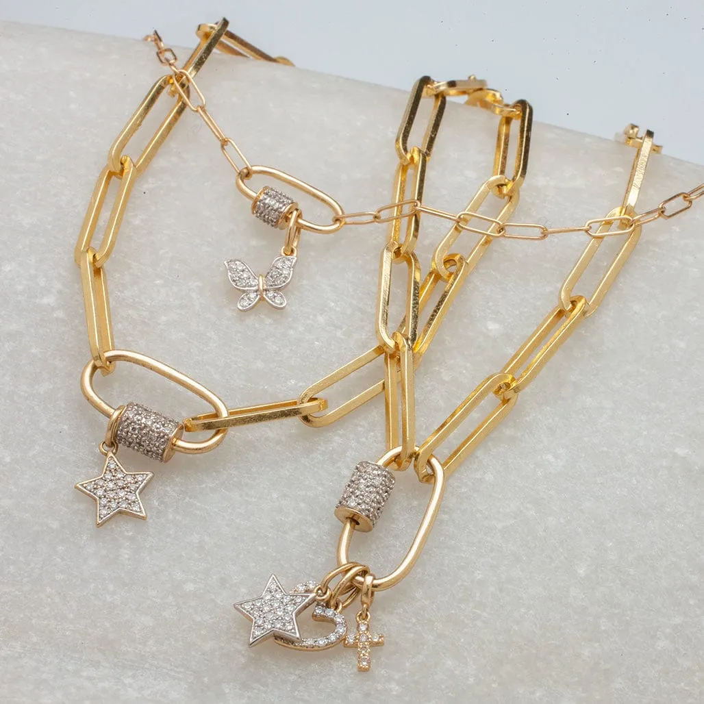 Medium 14K Gold Paper Clip Link Bracelet