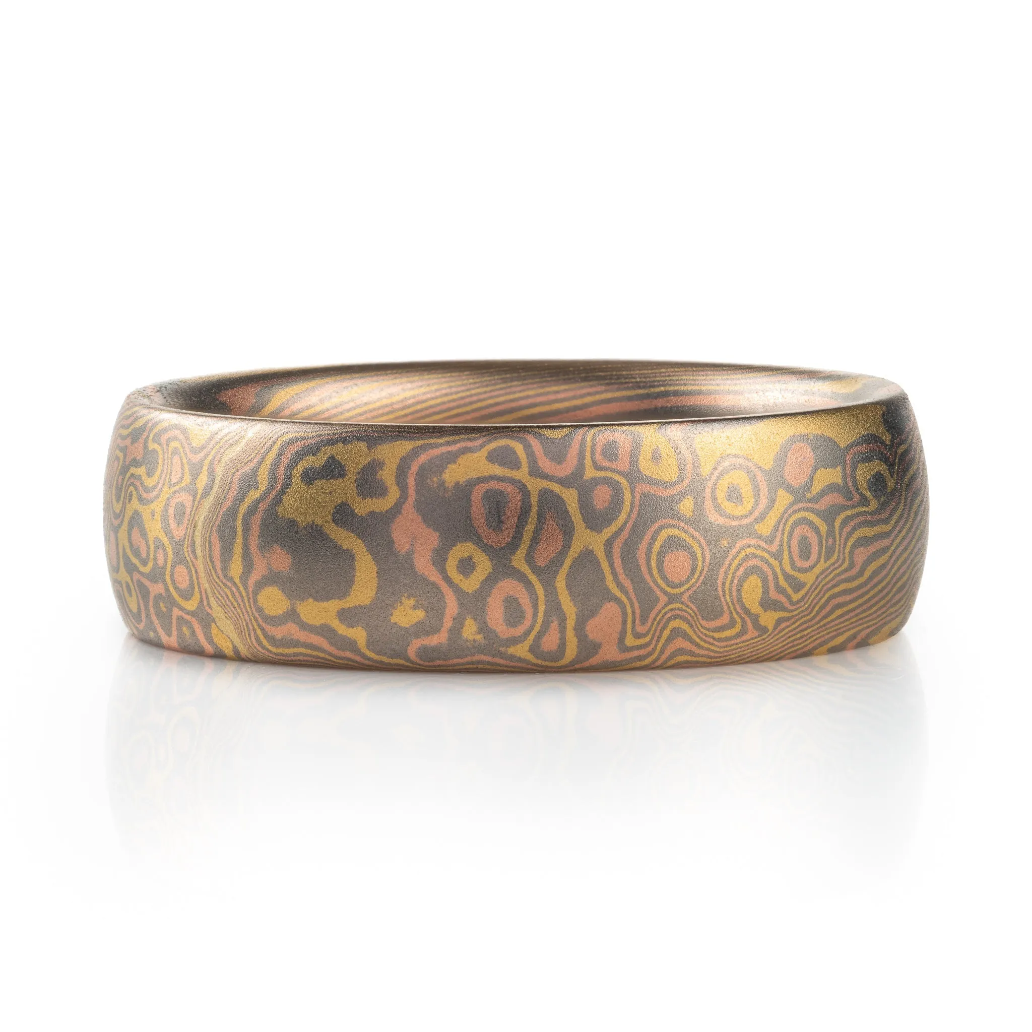 Mokume Gane Ring in Blaze Palette and Twist/Droplet Pattern