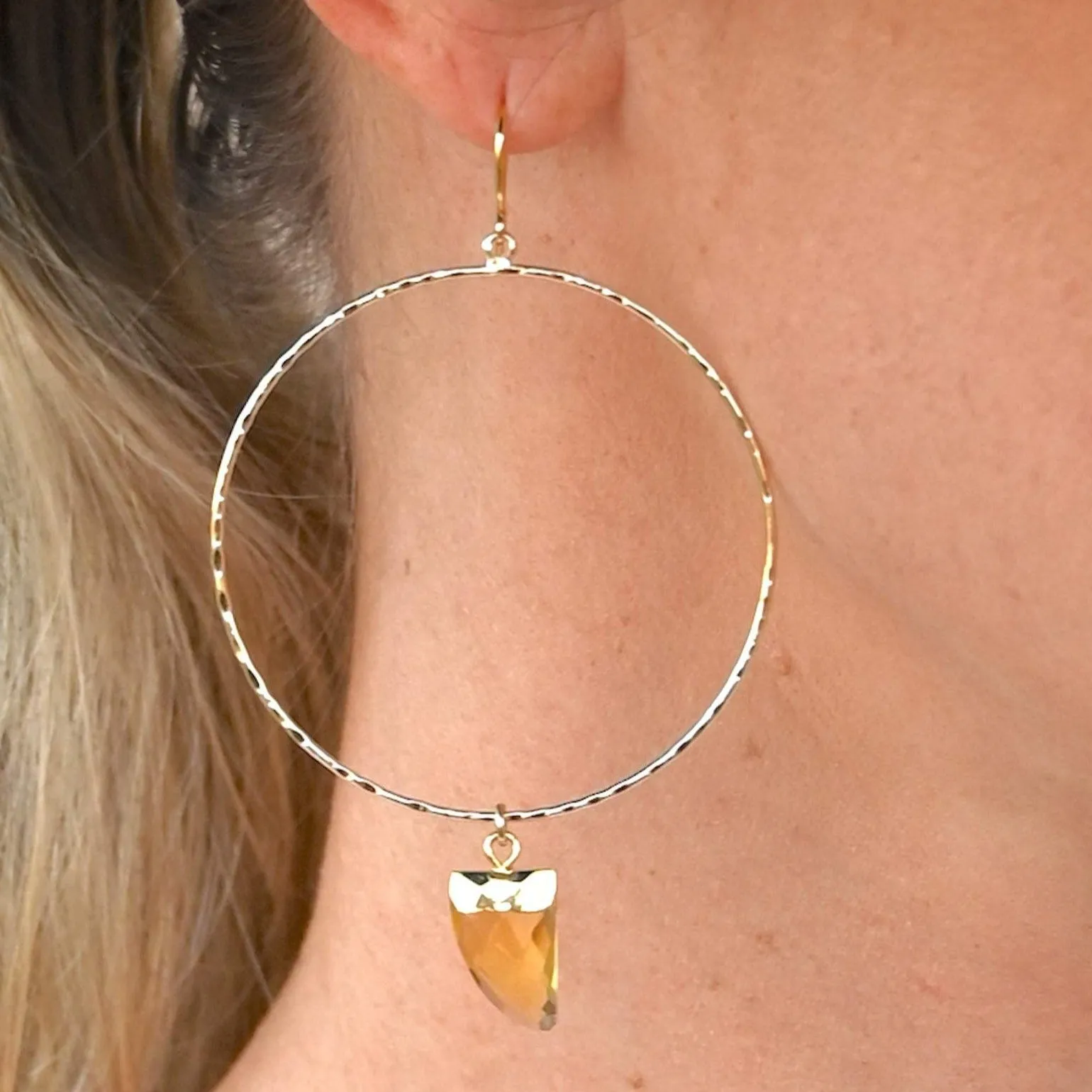 Move Toward Joy Citrine Gold Hoop Earrings