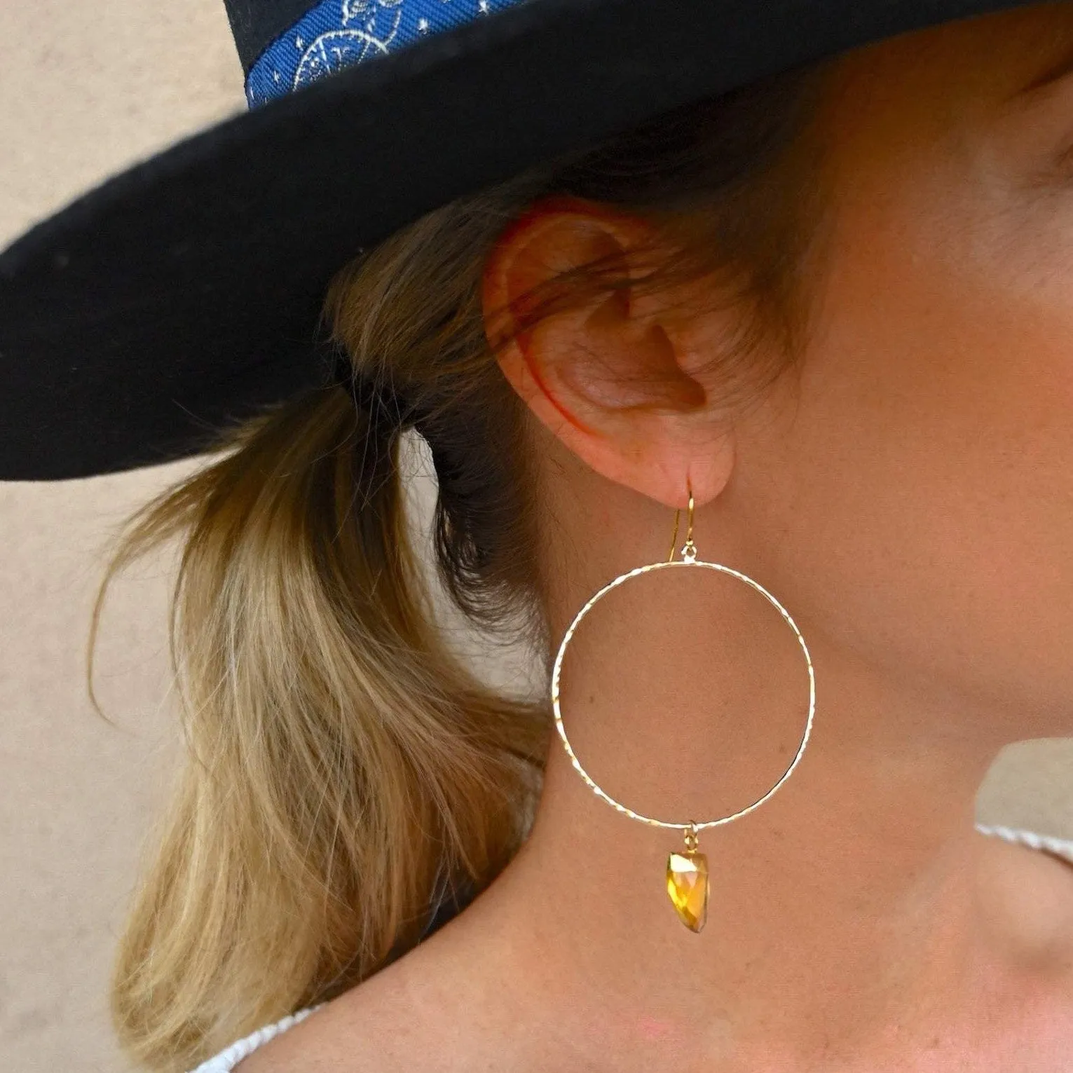 Move Toward Joy Citrine Gold Hoop Earrings