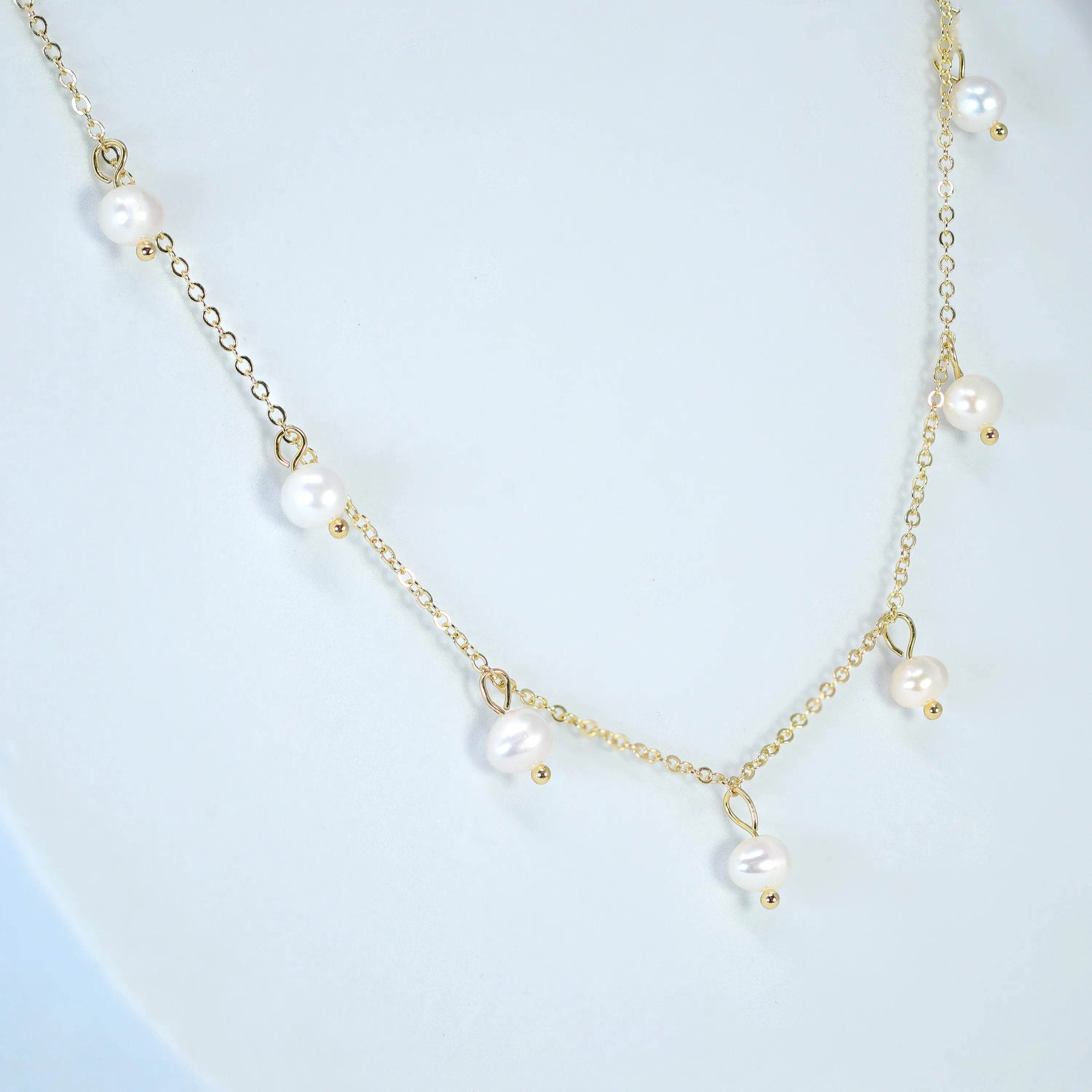 Natural Cultured Pearl Drop Dainty Bezel Necklace, Bridal Chocker Necklace, Statement Earrings Cz