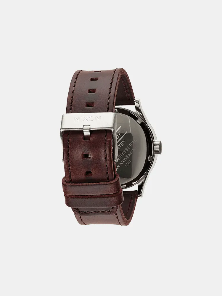 Nixon Sentry Leather 42mm Watch - Blue / Brown