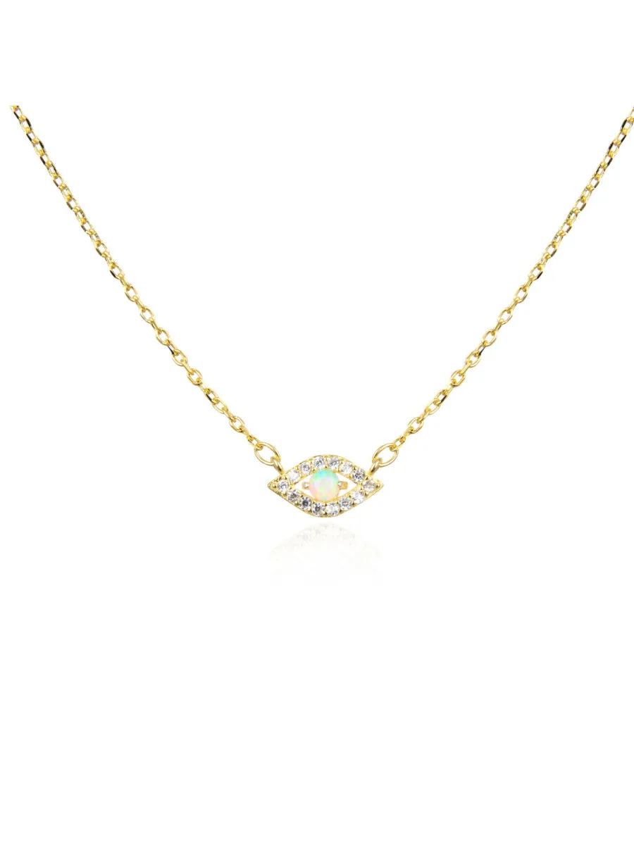 Opal & CZ Eye Necklace