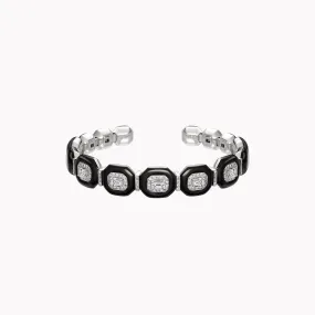 Oui Diamond & Black Enamel Cuff