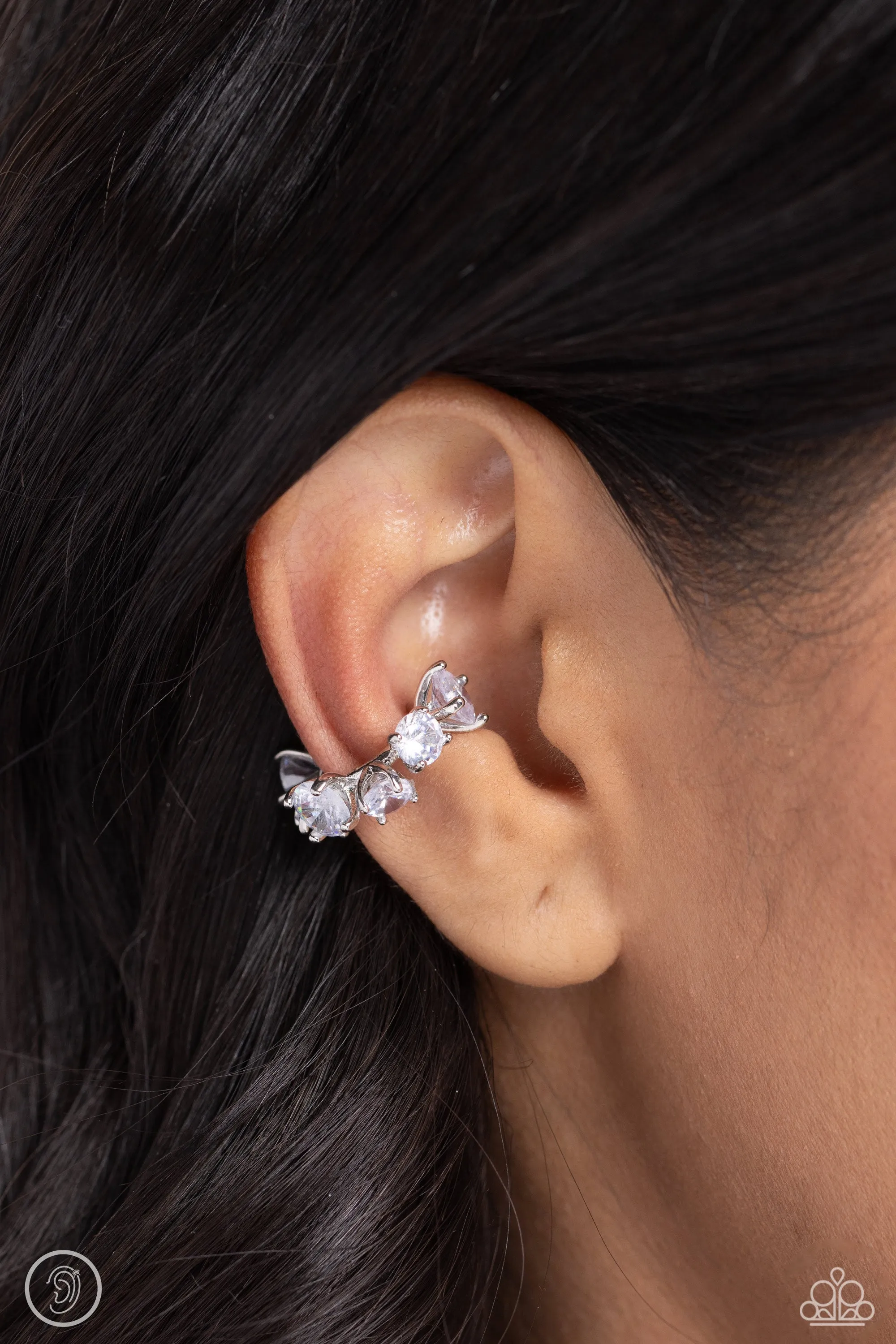 Paparazzi Breathtaking Blend White Ear Cuff Post Earrings