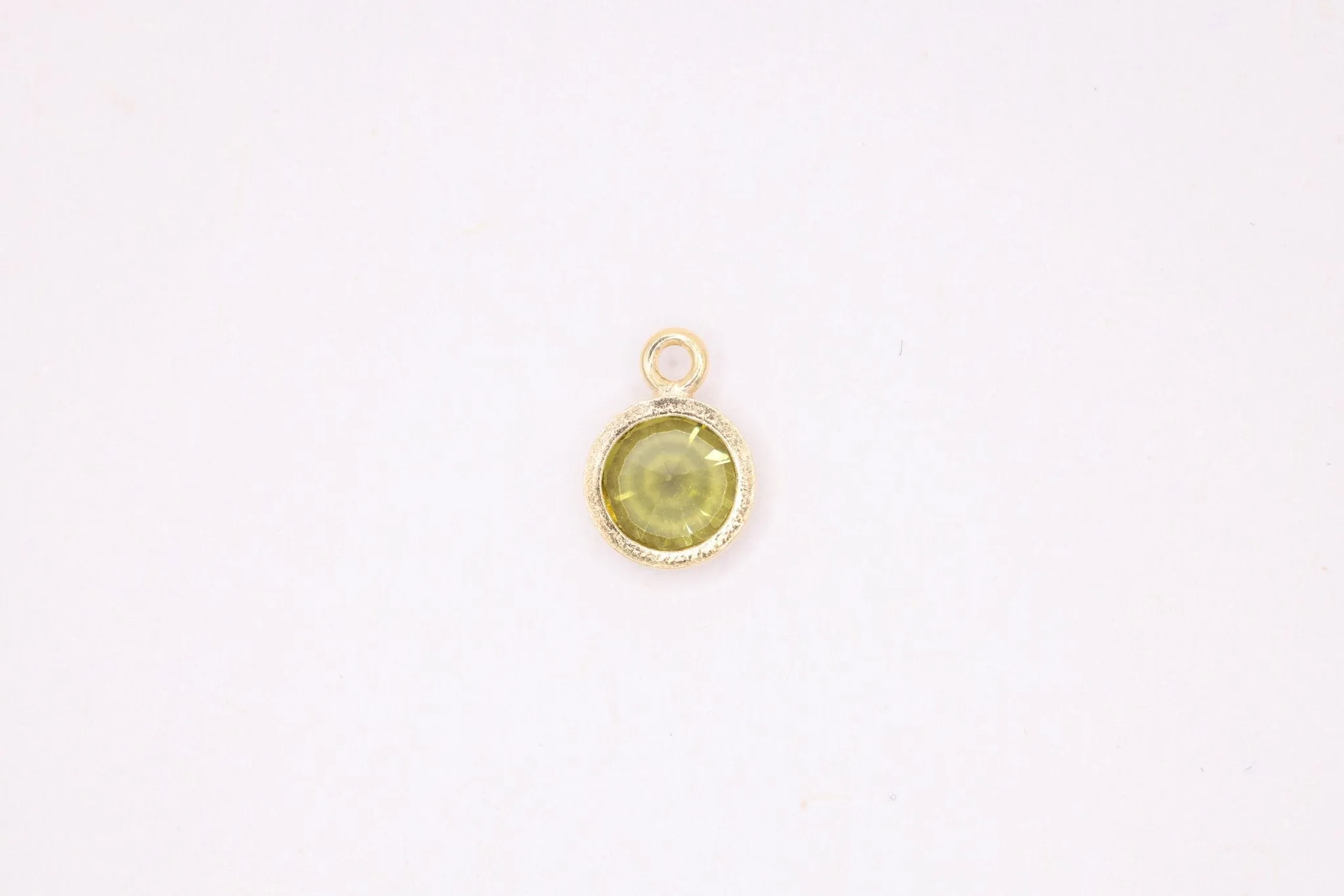 Peridot Birthstone CZ Gold-Filled Wholesale Drop Charm, August Birthstone, Horizontal Bail