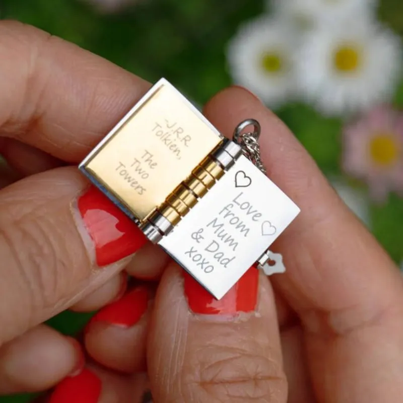 Personalized Book Necklace And Keychain