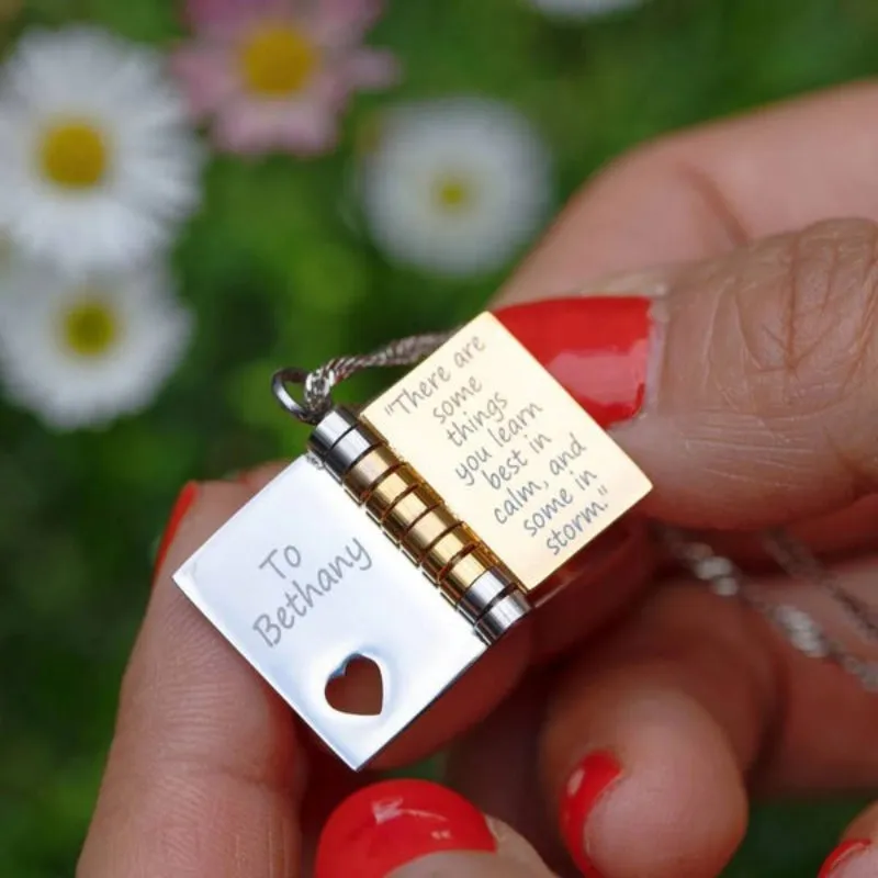 Personalized Book Necklace And Keychain