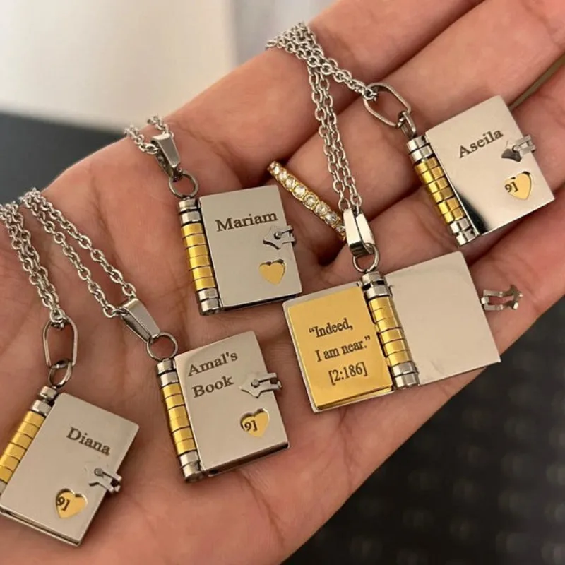 Personalized Book Necklace And Keychain