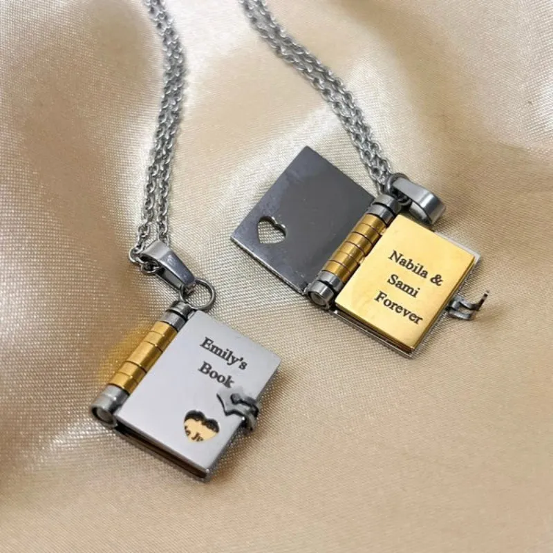 Personalized Book Necklace And Keychain