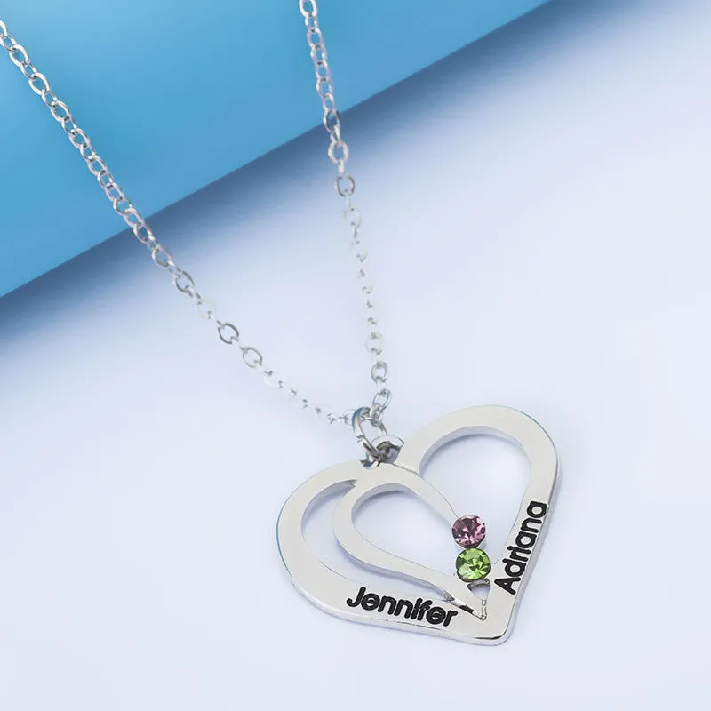 Personalized Double Heart Crystal Pendant