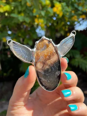 Petrified Palm Root & Labradorite Angel amulet