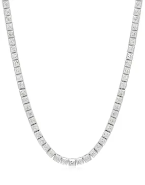 Pyramid Stud Tennis Necklace- Silver