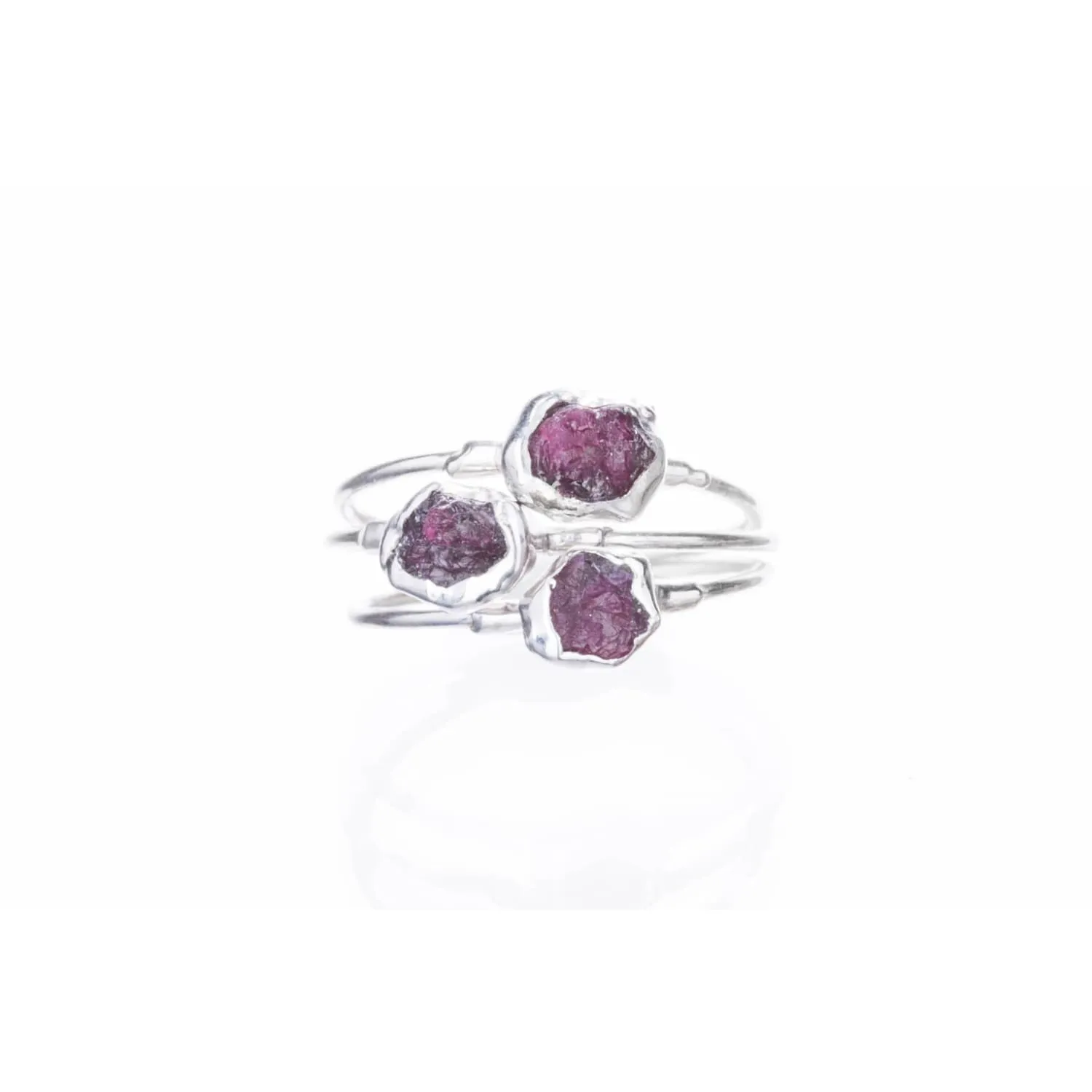 Raw Ruby Ring for Women in Sterling Silver