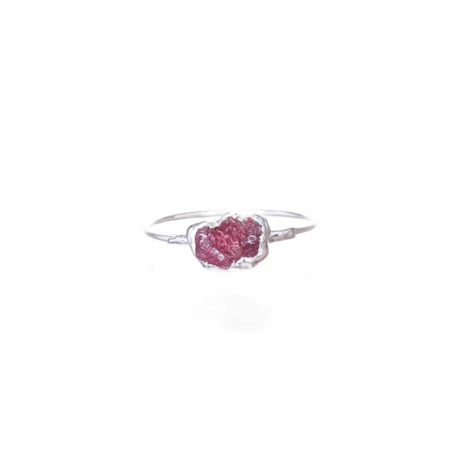 Raw Ruby Ring for Women in Sterling Silver