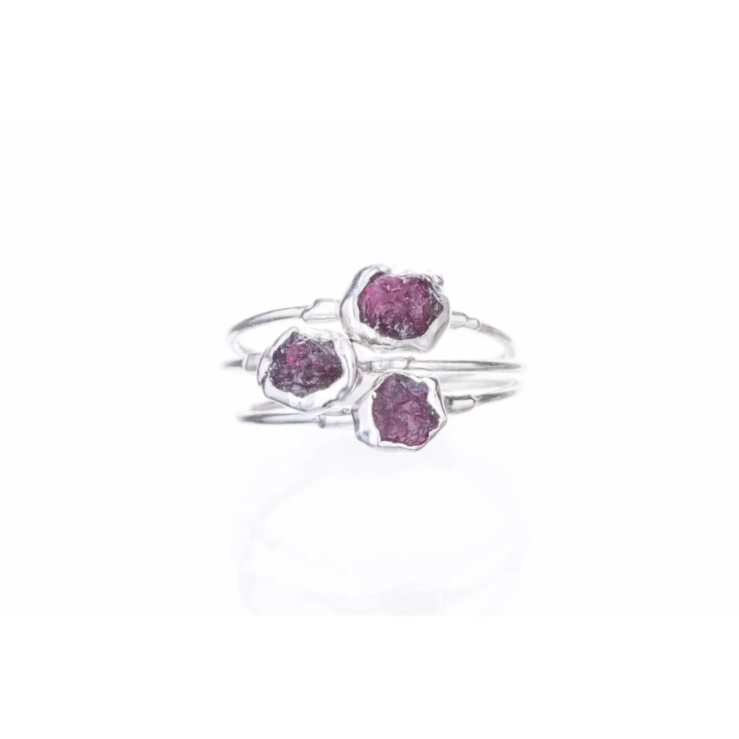 Raw Ruby Ring for Women in Sterling Silver