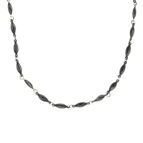 Retro Sterling Silver & Black Enamel Link Necklace